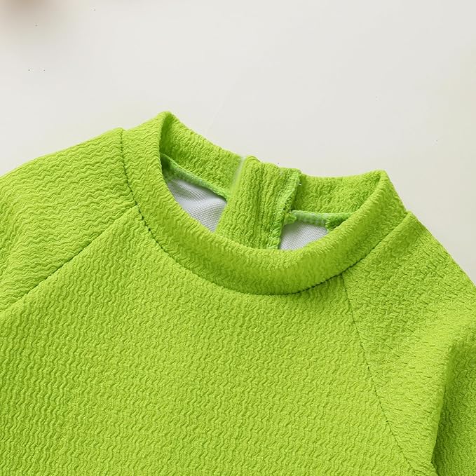 YOUNGER TREE Infant Baby Girls Swimsuit Long Sleeve Swimsuits One Piece Swimsuit Solid Color Bathing Suit with Hat, UPF 50+