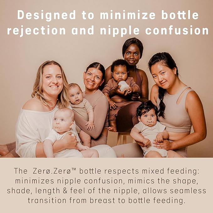 Suavinex Zero Zero Anti Colic Baby Bottle, No 1 Spanish Baby Bottle Brand, Minimizes Bottle Rejection & Nipple Confusion, Perfect for Combo Feeding, 2pk, 6oz/180mL, Light Tone, Adaptable Flow Nipple