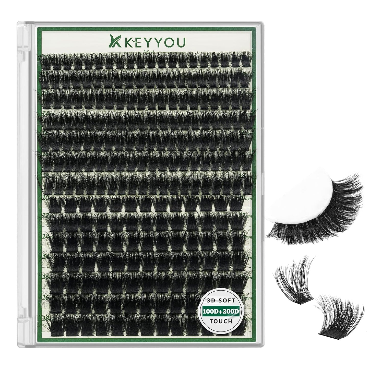 Clusters 3D Effect 231pcs Eyelash Clusters 100D200D 10-18mm D Curl Wispy Lashes Individual Cluster Lashes Natural Volume Soft DIY Lash Extensions (3D-100D200D-D-10-18MIX)