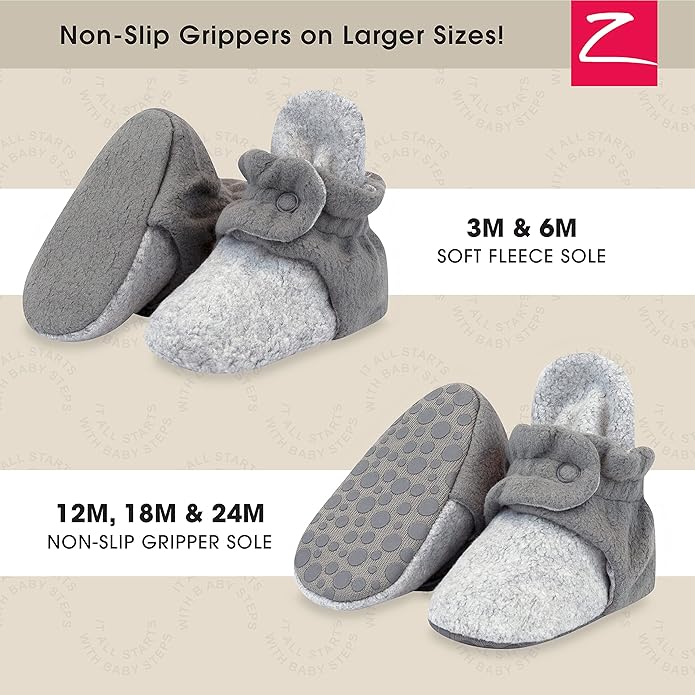 Zutano Unisex Fleece Baby Booties, Two Snap Closure, Newborn to 24 Months
