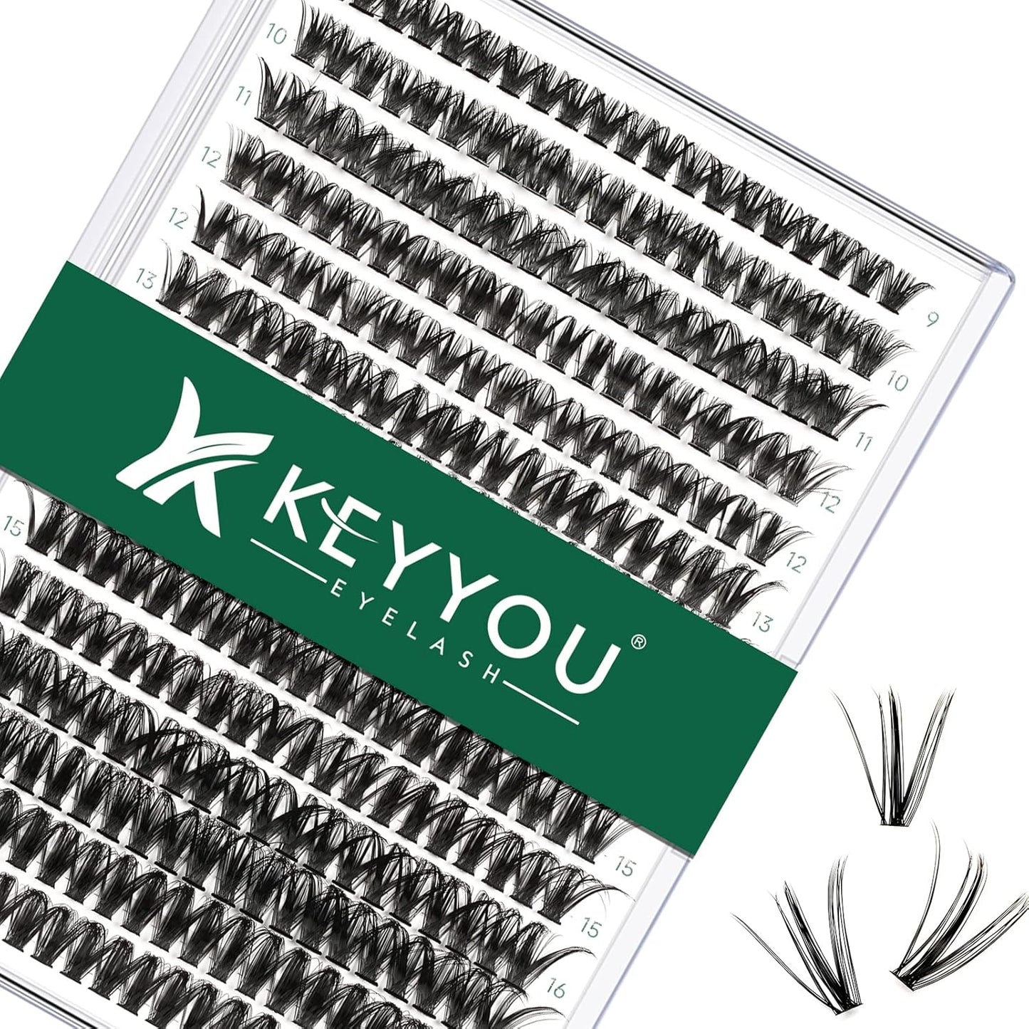 Lash Clusters 300pcs Individual Lashes 50D 0.07D Curl 9-18MIX DIY Eyelash Extension KEYYOU Large Tray Volume Soft&Natural Cluster Lashes(50D-0.07D,9-18MIX）