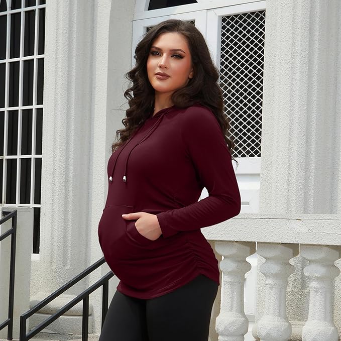 GINKANA Maternity Hoodie Long Sleeves Shirts Casual Maternity Top Pregnancy Sweatshirt Casual Clothes
