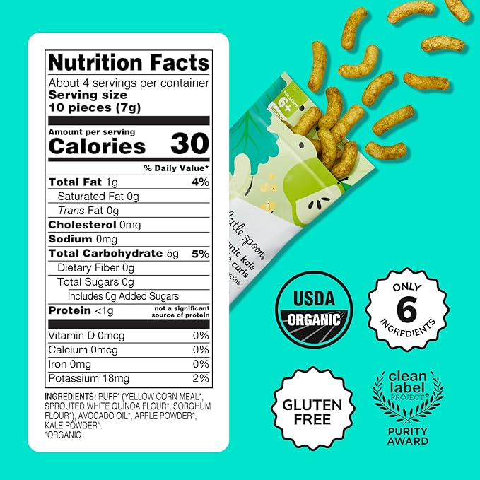 Little Spoon Organic Baby Puffs Variety Pack – Kale Apple & Banana Pitaya Duo – Meltable Toddler Puffs (2-Pack)