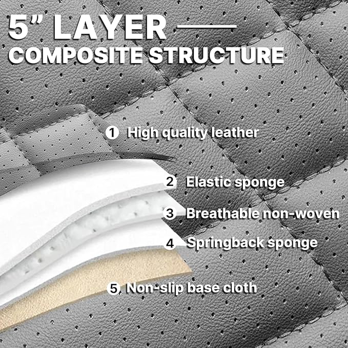 Seat Covers,Car Seat Covers Full Set,Car Seat Cover, Car Seat Covers Front Back Seat Cover,Waterproof Car Seat Cushion,Leather Seat Cover Seat Protector Universal Fit Most Car（5 Seat,Gary&Black）