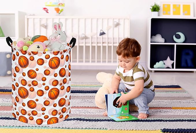 Round Laundry Hamper Storage Basket Laundry Organizer Hamper Storage Bins Clothes and Toys Box Nursery Hamper Gift Basket For Kids with Handles