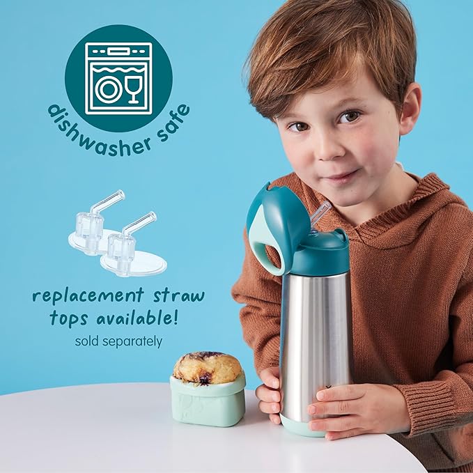 b.box 12 oz Insulated Water Bottle: Keeps Drinks Cold up to 8 Hours, Warm up to 6 Hours. Double Wall Stainless Steel Bottle. (Strawberry Shake, 12 oz)