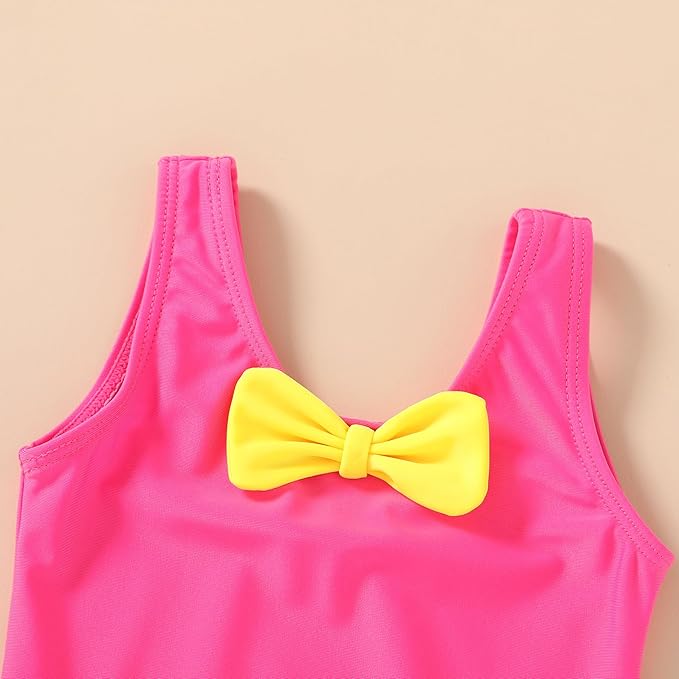 YOUNGER TREE Toddler Swimsuit Girl Cute Stripe One-Piece Ruffle Swimwear Baby Girl Bathing Suits with Bow