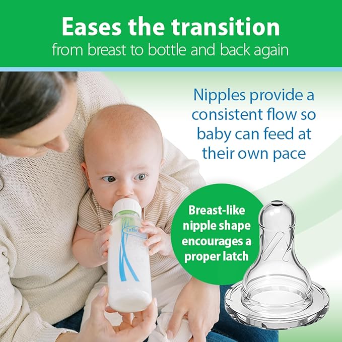 Dr. Brown's Anti-Colic Options+ Narrow Glass Baby Bottle with Level 1 Slow Flow Nipple, BPA-Free, 8 oz/250 mL, 1-Pack