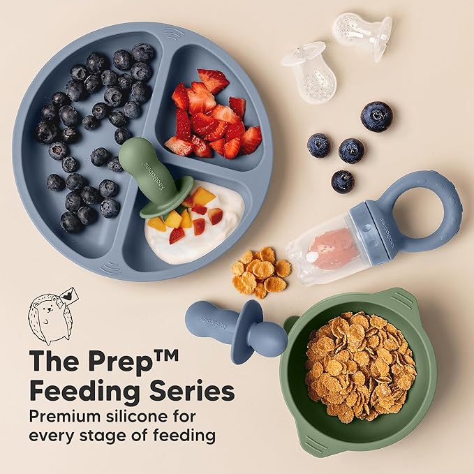 KeaBabies Baby Fruit Feeder 2pk - Silicone Baby Food Feeder for Babies 6-12 Months, Breast Milk Popsicle for Teething, Weaning, Freeze Frozen Solid Food, BPA-Free Infant Feeding Essential (Maritime)