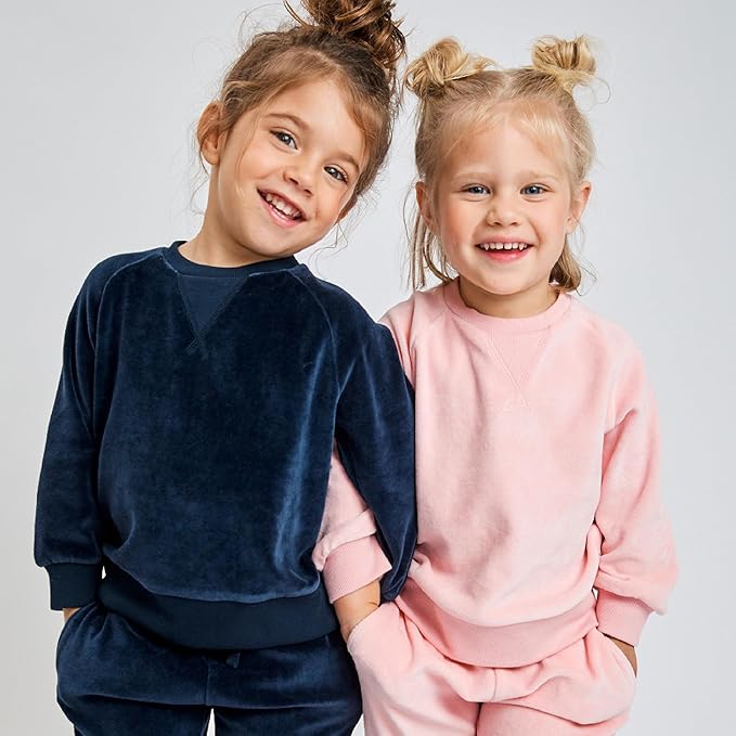 HonestBaby Baby 2-Piece Cozy Velour 100% Organic Cotton Sweatshirt and Jogger Sweatpants Set