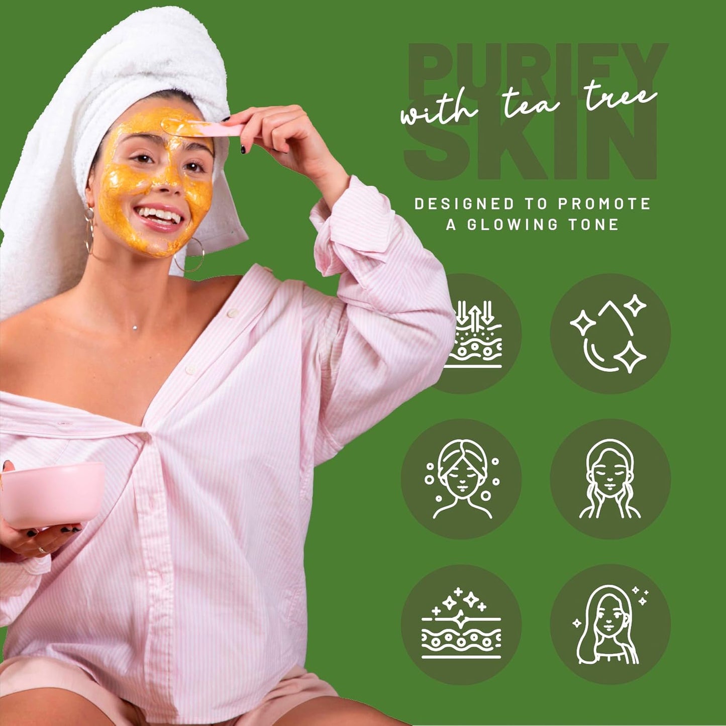 BRÜUN Peel-Off Tea Tree Jelly Mask for Face Care – A 23 fl oz Rubber Jar for 30 to 35 Treatments – A Skin Care Moisturizing Gel Mask of Spa Set for Men, Women and Adults