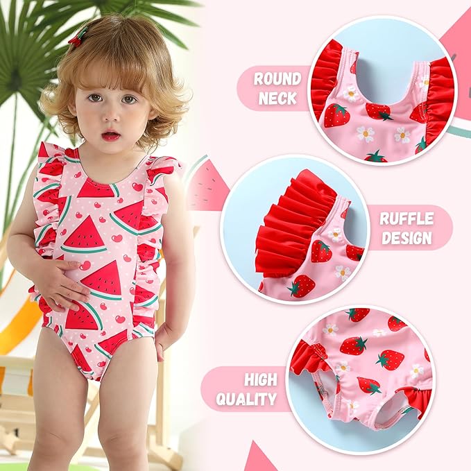 Newborn Baby Girl Ruffle Swimsuit Infant Toddler One Piece Floral Bikini Beach Bathing Swimwear Set