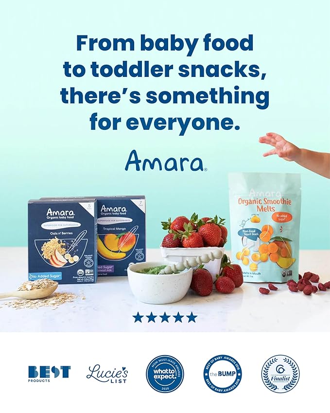 Amara Organic Baby Food - Stage 3 - Black Bean & Sweet Corn - Baby Cereal to Mix With Breastmilk, Water or Baby Formula - Shelf Stable Baby Food Pouches Made from Organic Veggies - 10 Pouches, 3.5oz Per Serving