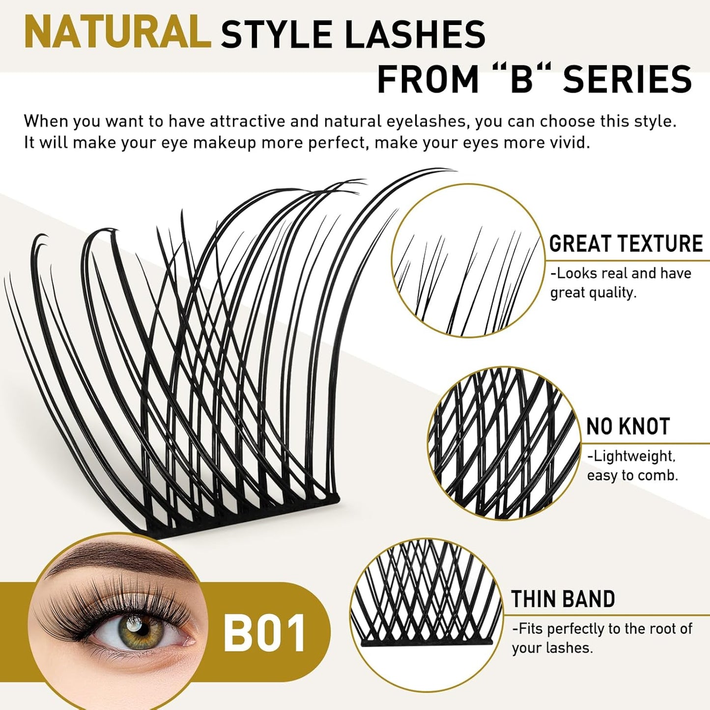 14MM DIY Eyelash Extensions 72 Clusters Lashes C D Curl B&Q LASH Natural Eyelash Clusters Extensions Individual Lashes Cluster DIY at Home (XS-D-14MM)