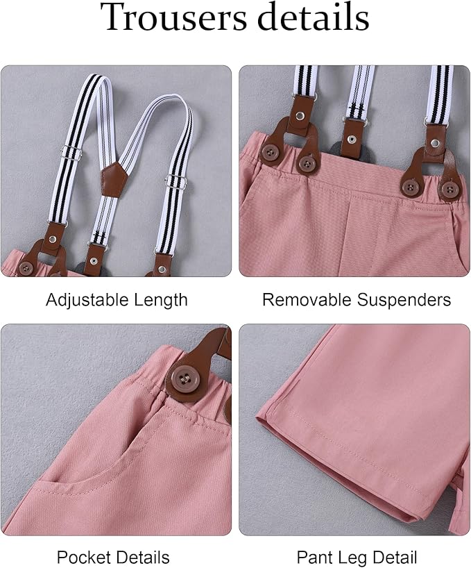 nilikastta Boy Suit Toddler Boy Outfit Boy Dress Shirt with Bowtie/Suspender Pants Gentleman Wedding Outfits 1-10 Years