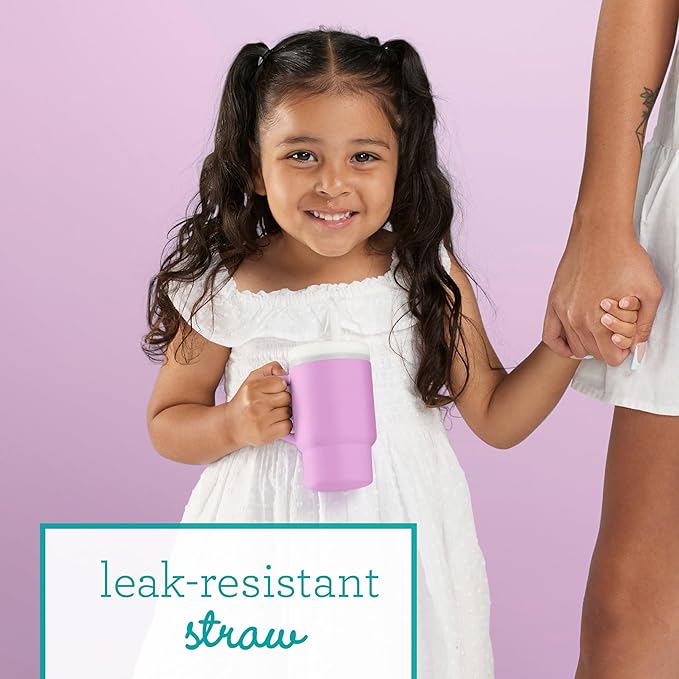 Infantino My 1st Tumbler, Silicone Sippy Cup with Straw & Handle, Spill-Resistant Baby Cup for On-the-Go, BPA-Free Transition Bottle, Lilac