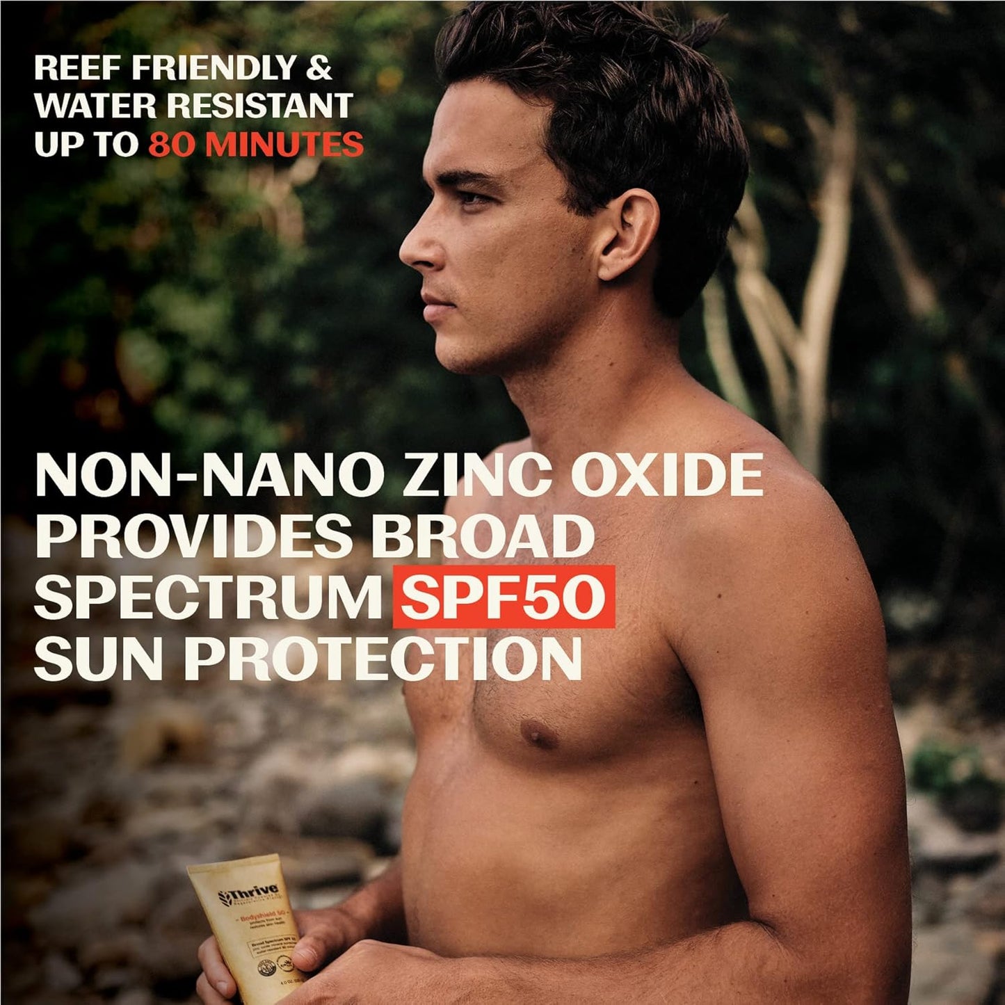 Thrive Natural Care Reef Safe Sunscreen SPF50 - Hawaii 104 Reef Act Compliant - Mineral Sunscreen Non-Nano Zinc Oxide - Vegan, (5.8 Oz (Pack of 1))