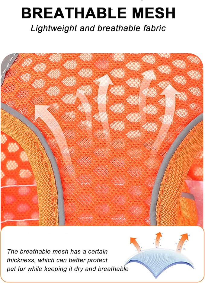 L Orange Soft Mesh Dog Harness and Leash Set, No Escape Puppy Harnesses - Image 4