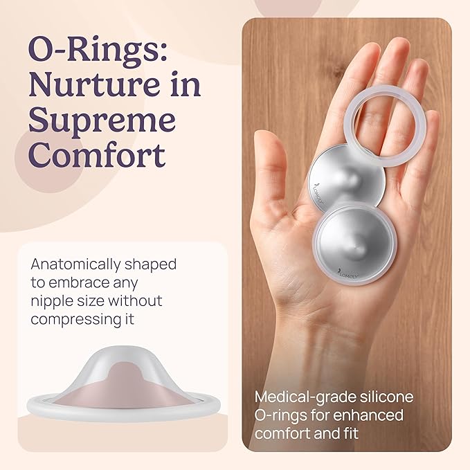 Silver Nipple Covers Breastfeeding: Pure 999 Silver Nipple Shield | Silver Nursing Cups w/Breast Shields, Hands-Free Breast Pump (Silver, XL - 2.1x0.7)