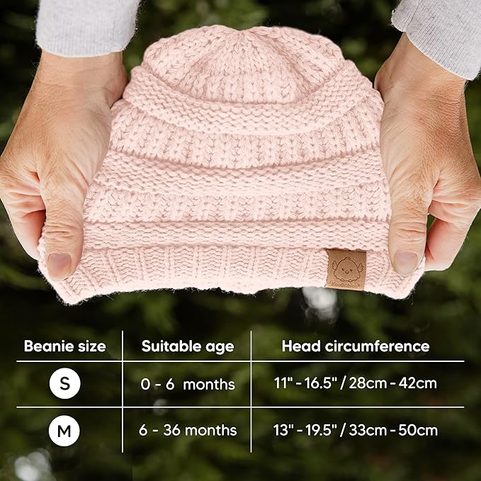 3-Pack Baby Beanies for Boys, Girls - Stretchy Knit Baby Hats, Cute Newborn & Toddler Winter Hat, Soft & Warm Infant Beanie 6-36 Months (Macaron, M)