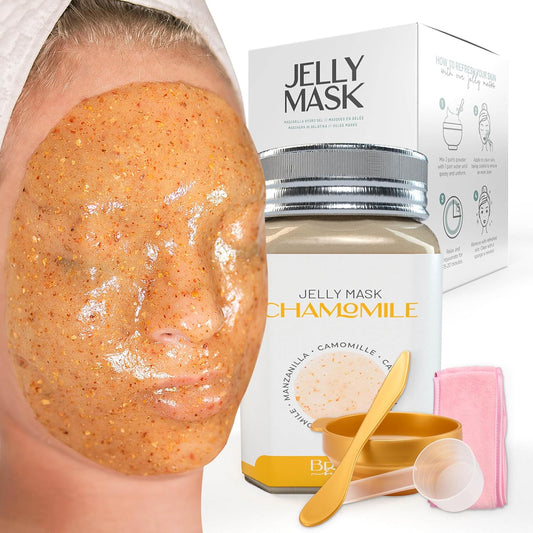 BRÜUN Peel-Off Chamomile Jelly Mask for Face Care – A 23 fl oz Rubber Mask Jar for 30 to 35 Treatments – A Skin Care Moisturizing Gel Mask of Spa Set for Men, Women and Adults