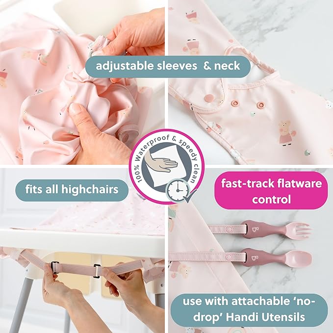 BIBaDO - Long Sleeve Baby Bibs - Babies & Toddlers 6-36 Months - Coverall Baby Led Weaning Bib - Easy Wipe, Soft & Waterproof