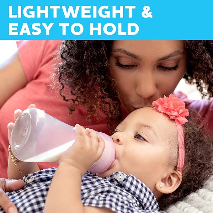 Chicco Duo 9oz. Hybrid Baby Bottle with Invinci-Glass Inside and Plastic Outside | Dishwasher, Bottle Warmer, and Electric Sterilizer Safe | Intui-Latch Nipple | Clear/Grey