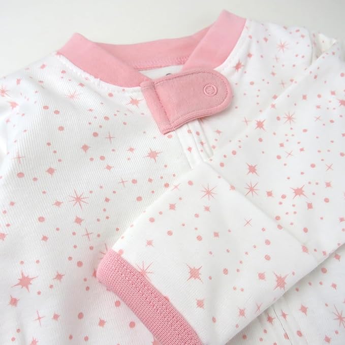 HonestBaby Sleep and Play Footed Pajamas One-Piece Sleeper Jumpsuit Zip-Front PJs 100% Organic Cotton for Baby Girls