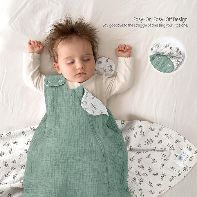 lulumoon Sleep Sack Muslin for Baby: Cotton Wearable Blanket for 9-15 Months - Soft Lightweight Ideal for Nursery Lounge Nighttime Naptime 12-18 Months
