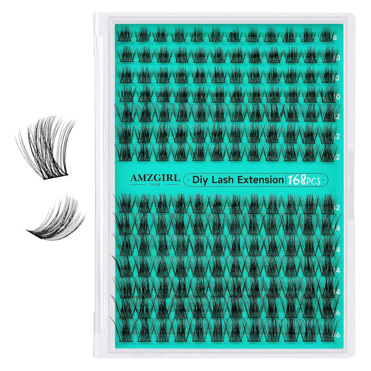 Lash Clusters Wispy 168PCS Eyelash Extension Cluster Lashes Individual Lashes DIY Lash Extension Natural Look Cluster Eyelash Extensions False Eyelashes at Home for Beginners(Medusa,D-Mix8-16mm)