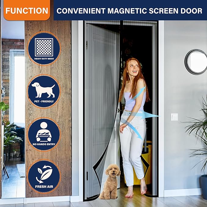 Mesh Screen with Magnetic Closure-Keeps Bugs Out Let Breeze in, Heavy Duty - Image 6