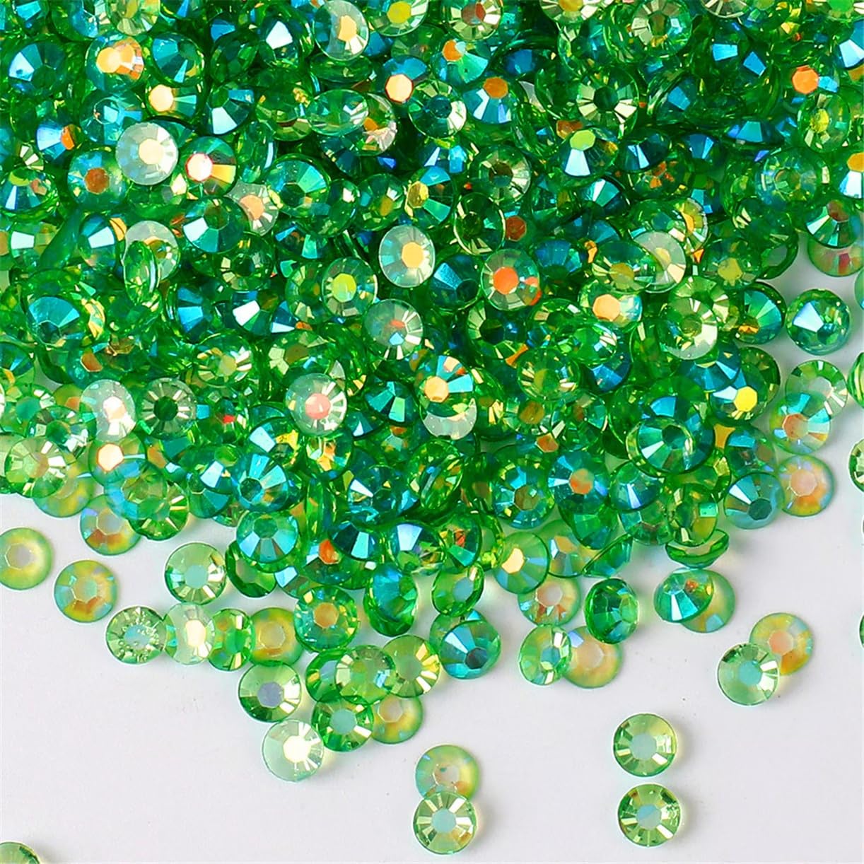 3000 Pieces SS12 3mm Flatback Rhinestones AB Clear Round Gems Crystals for Nail Art DIY Crafts Clothes Shoes Bags （Transparent Green AB）