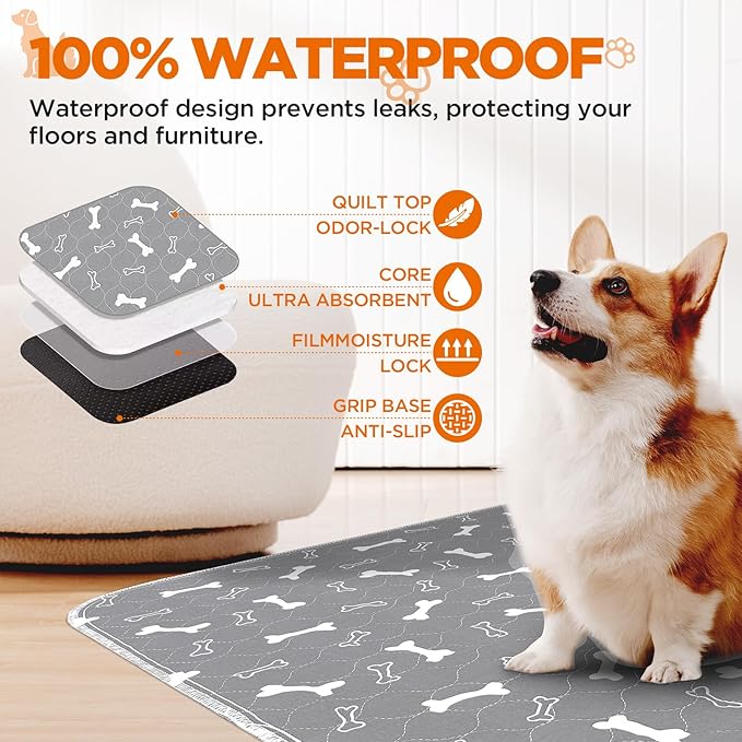 Washable Pee Pads for Dogs Large 54" x 54" 2-Pack Reusable Puppy Pads Pet - Image 3