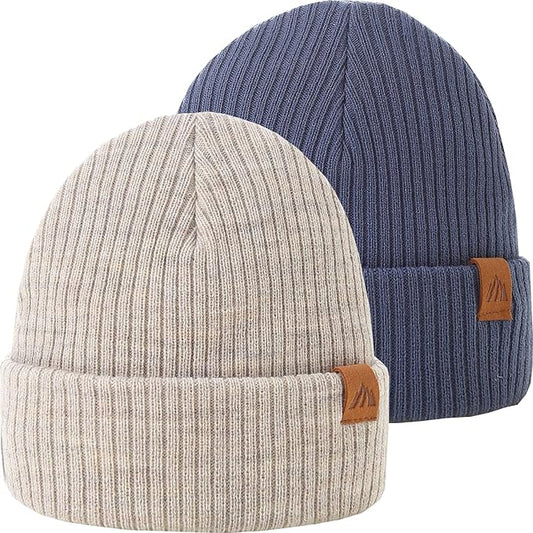 Moon Kitty 2PCS Baby Beanie Soft Toddler Beanie Warm Knitted Infant Winter Hats for Baby Boys