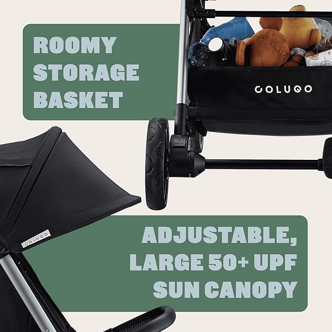 Colugo The One Stroller - Lightweight Easy Fold Compact Toddler and Baby Stroller for Travel, Large Storage Basket, One Hand Fold, Includes Raincover, Bumper Bar, Cupholder (Ponderosa Pine)
