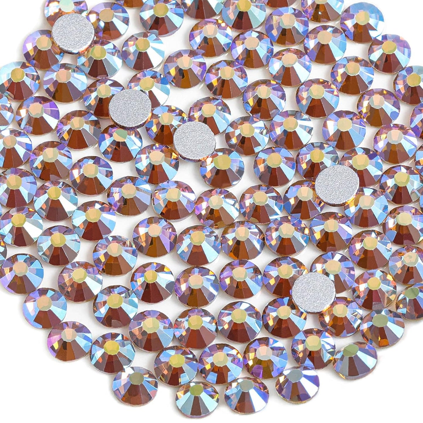 beadsland 288 Pieces Flat Back Crystal Rhinestones Round Gems, Lt.Colorado Topaz AB,SS30,6.3-6.5mm