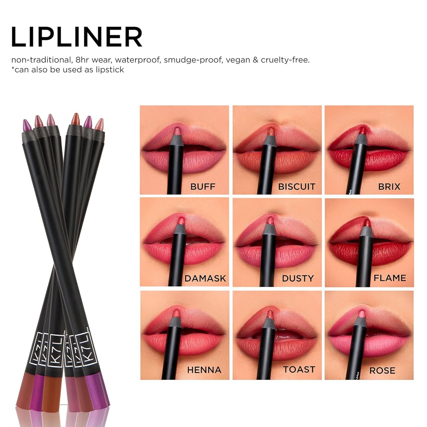 K7L Pink Lip Crayon (Vegan) - Waterproof, Smudge-Proof, Precise Cosmetics