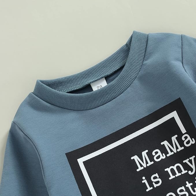 Toddler Baby Boy Clothes Solid Color Long Sleeve Crewneck Sweatshirt Top Casual Pants Set 2Pcs Fall Winter Outfits