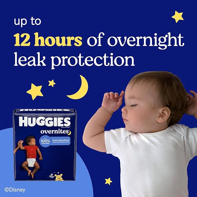 Huggies Size 6 Overnites Baby Diapers: Overnight Diapers, Size 6 (35+ lbs), 72 Ct, Packaging May Vary