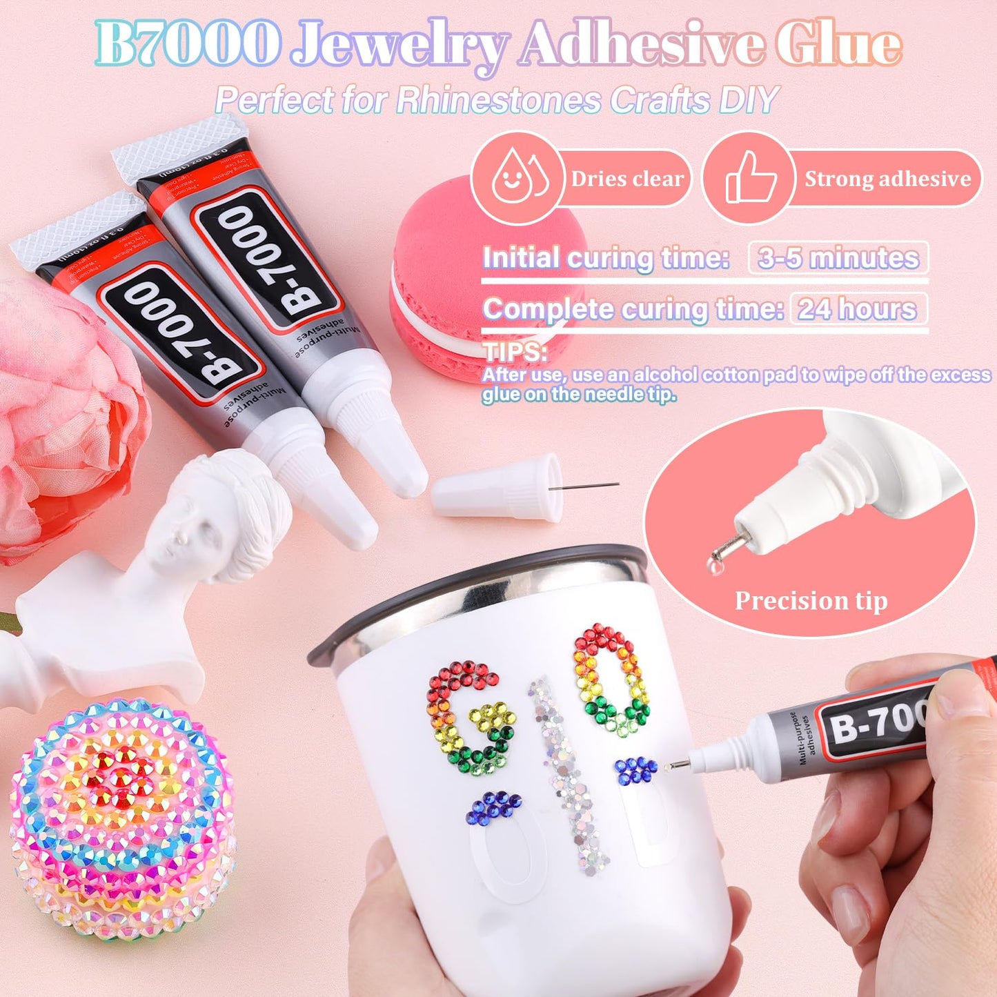 12600Pcs Resin Rhinestones with 3Pcs B7000 Jewelry Glue for Crafting, Multicolors 4mm Non Hotfix Flatback Gems, Bedazzling Crystal for DIY Crafts Clothing Tumblers Mugs Shoes Fabric Decor Nail Art