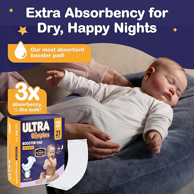 Inspire Ultra Dimples Diaper Booster Pads | Our Most Absorbent Diaper Inserts Ever | Diaper Pads Inserts Overnight or Daytime | Diaper Liners Turn Any Diaper into Super Overnight Diapers for Babies