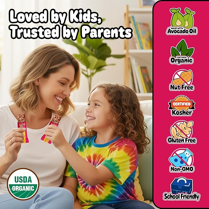 Snakkidz Organic Chewy Granola Bar, Allergen Free, Made with Avocado Oil, Low Sugar (15 Bars, Chocolate Chip)