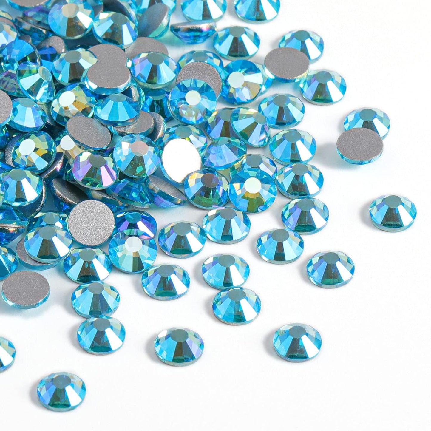 Beadsland 288 Pieces Flat Back Crystal Rhinestones Round Gems,Aquamarine AB,SS30,6.3-6.5mm