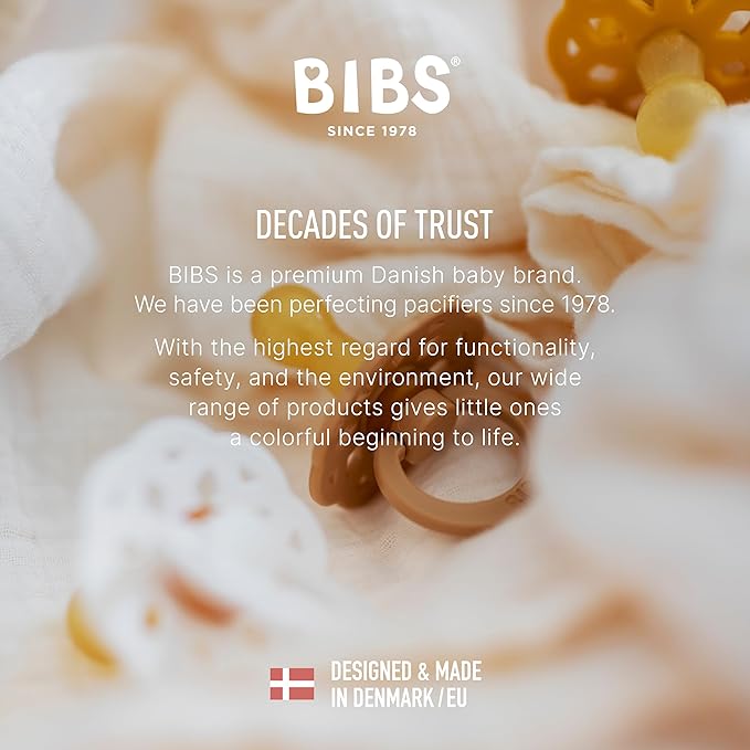 BIBS Boheme Soother 4-Pack | BPA Free Dummy Pacifier | Round Nipple | Natural Rubber Latex | Made in Denmark | Size 0-6 Months | Woodchuck Mix