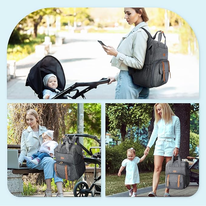 mommore Breast Pump Bag Backpack for Spectra S1,S2 Medela Diaper Backpack for Working Moms with 15.6 inch Laptop Sleeve, Grey
