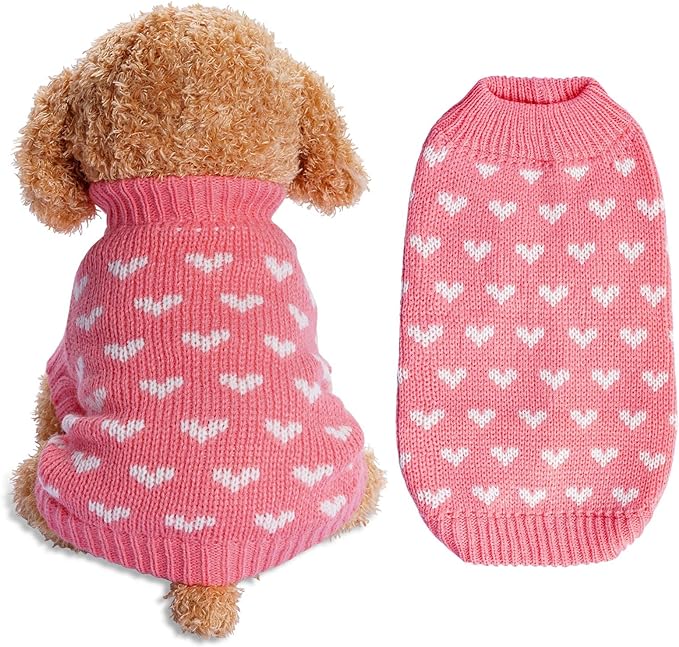 Dxhycc Dog Knitted Sweater Heart Puppy Sweater Warm Soft Pet Holiday Clothes by Dxhycc