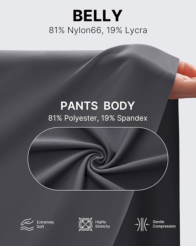 G4Free Maternity Dress Yoga Pants with Pockets Over The Belly Stretchy Work Slack Pregnancy Wide Leg Lounge Trousers