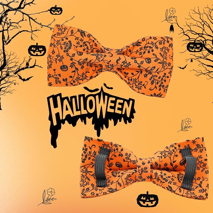 Halloween Dog Collar, Pet Collars Dog Bow Pumpkin Cute Cotton Dogs Collar Girl - Image 6