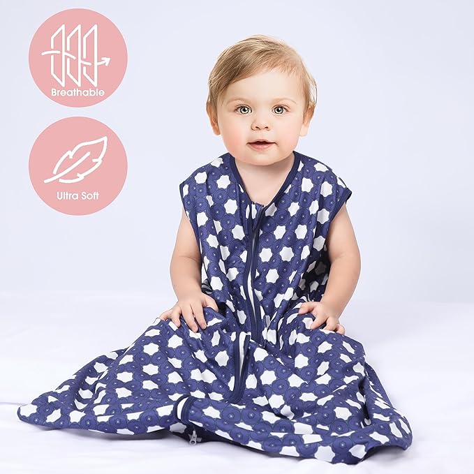 Baby Sleep Sack 12-18 Months 3 Pack Baby Wearable Blanket 100% Rayon Cotton 2-Way Zipper Toddler Sleeping Sack .Comfy Soft Lightweight TOG 0.3 (Elephant&Dinosaur&Hexagon,)