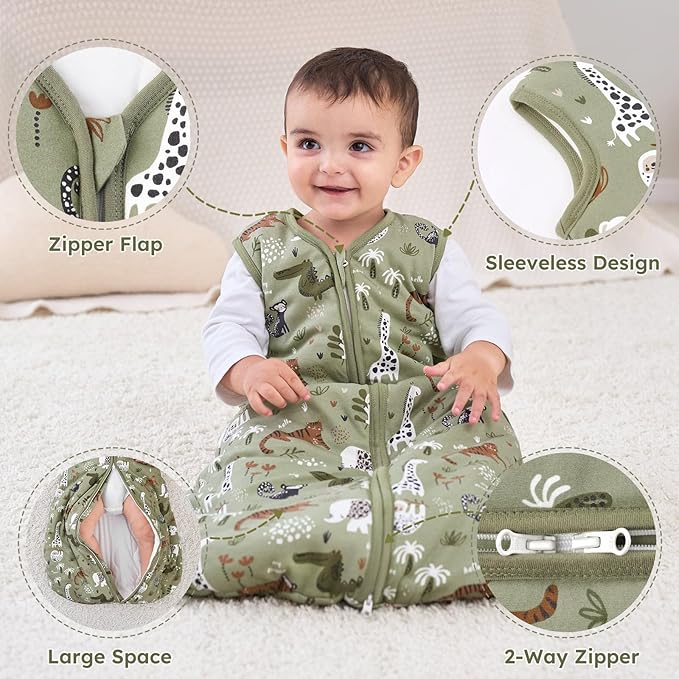 Yoofoss Baby Sleep Sack 0-6 Months, TOG 2.5 Baby Wearable Blanket with 2-Way Zipper, 100% Organic Cotton Fabric Winter Newborn Sleeping Sack, Warm Soft Comfy(Small)